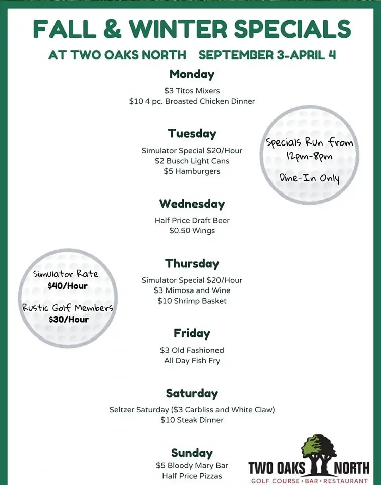 saddle ridge golf course portage wi restaurant specials